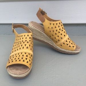 St. John’s Bay marigold yellow cutout espadrille wedges